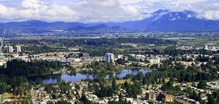 aerial view of the city of Abbotsford Fraser Valley British Columbia
